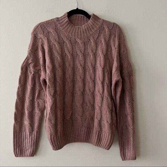 Anthropologie Line & Dot Mauve Cable-Knit Pullover Sweater - Picture 2 of 4